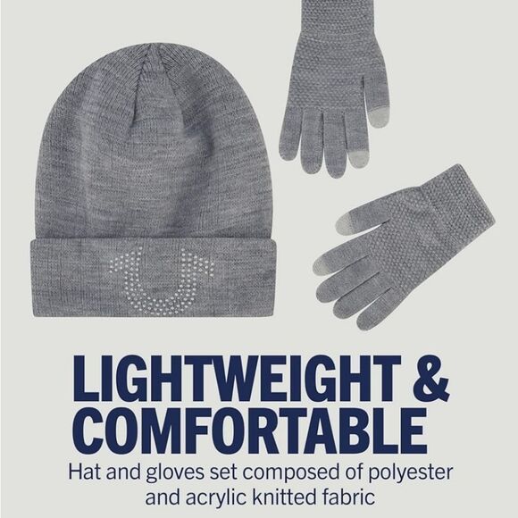 True Religion Rhinestone Beanie & Glove Set main image 11
